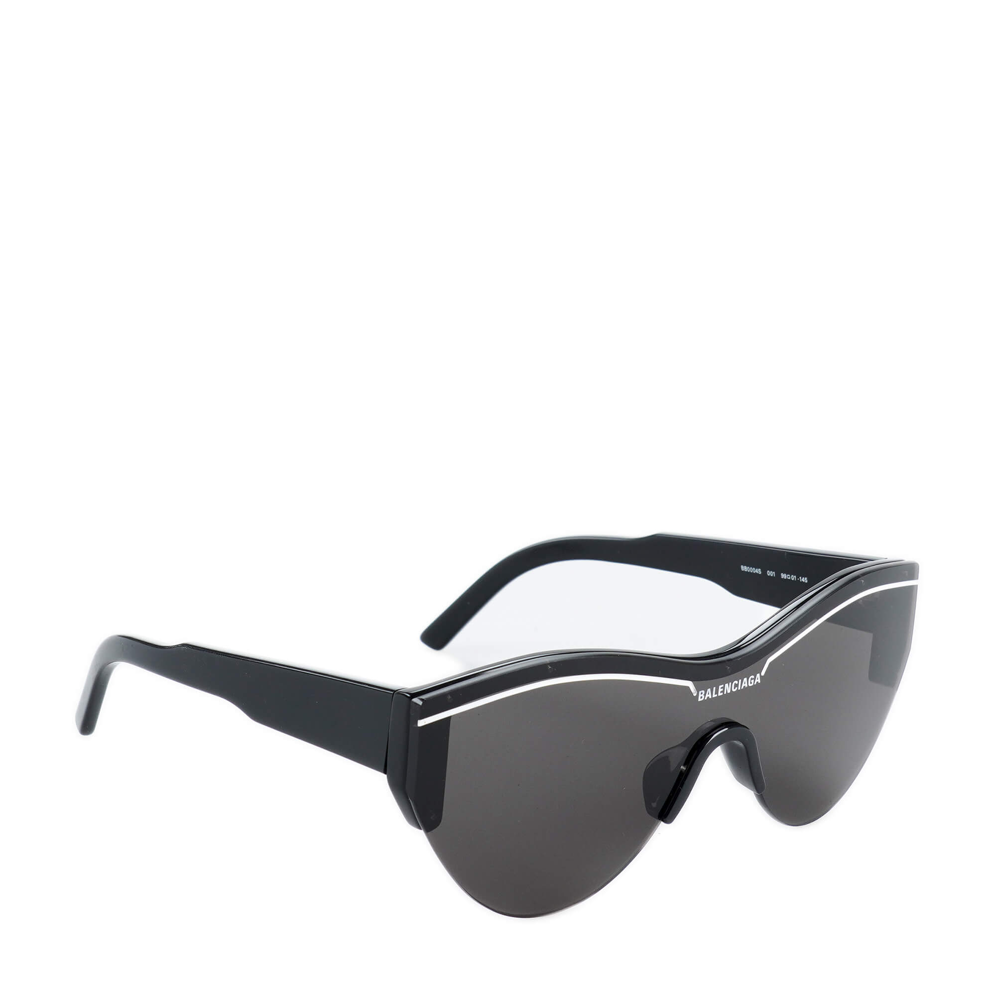 Balenciaga - Black Acetate With Black Lenses Ski Rectangle Sunglasses